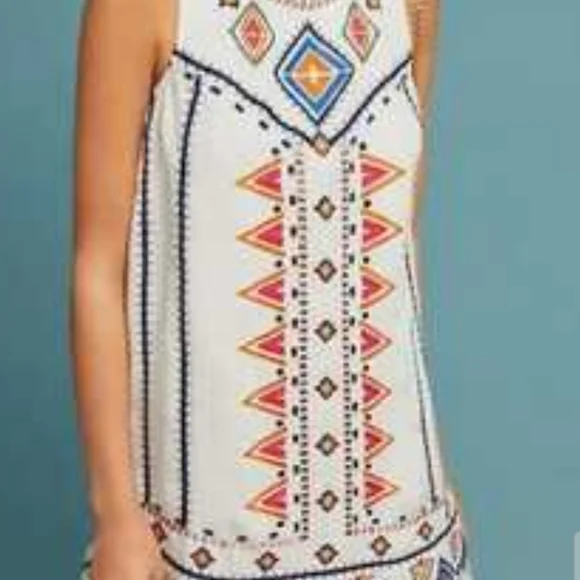 Anthropologie Akemi + Kin Reagan sleeveless shift dress sz 4 Boho Embroidered - Picture 1 of 7